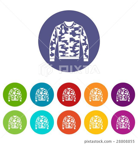 Camouflage jacket set icons 28808855