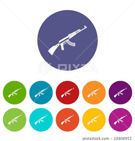 Kalashnikov machine set icons 28808952