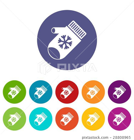 Mitten with snowflake set icons 28808965