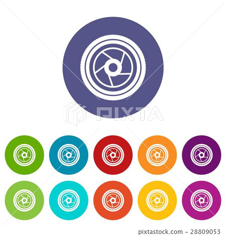 Camera aperture set icons 28809053