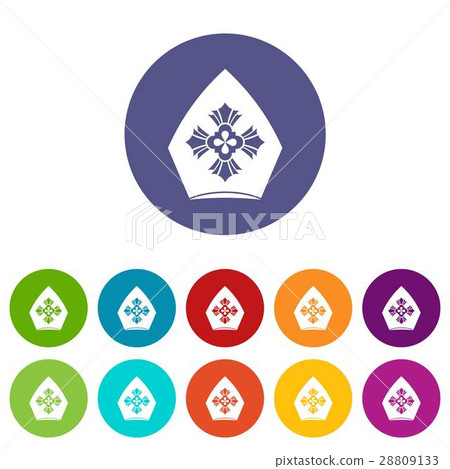 Christian hat set icons Christian hat set icons 28809133