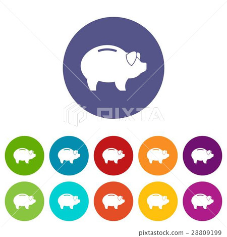 Piggy set icons Piggy set icons 28809199