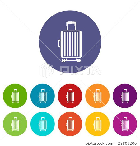 Suitcase on wheels set icons Suitcase on wheels set icons 28809200