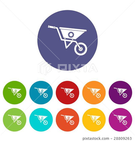 Wheelbarrow set icons 28809263