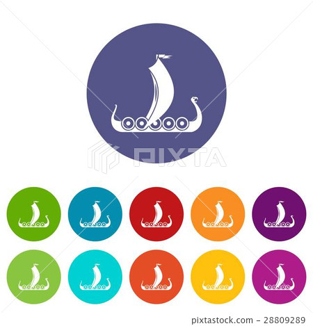 Medieval boat set icons 28809289