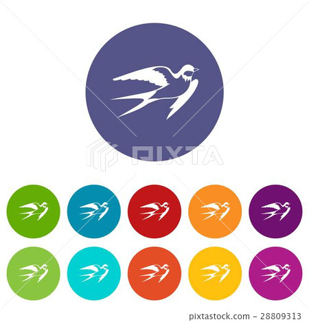 Barn swallow set icons 28809313