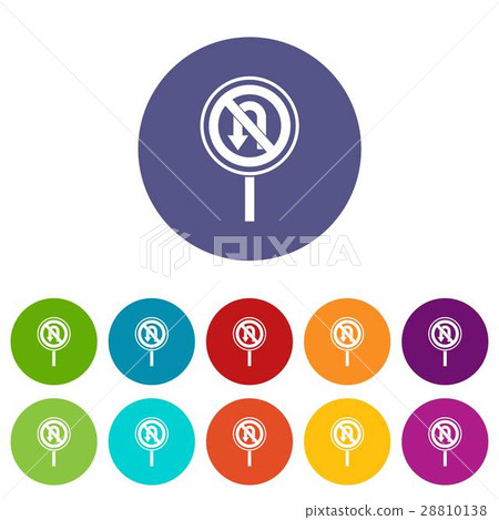 No U turn road sign set icons No U turn road sign set icons 28810138