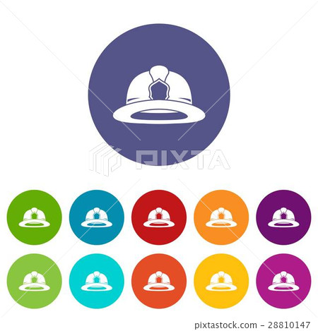 Fireman helmet set icons Fireman helmet set icons 28810147