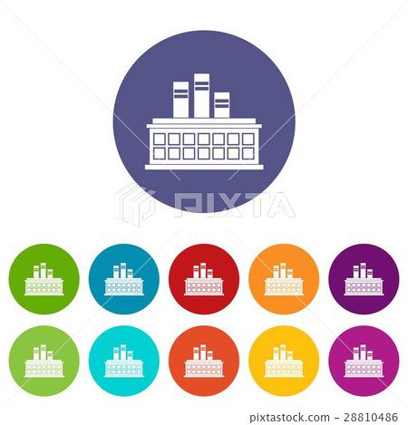 Oil refinery plant set icons 28810486