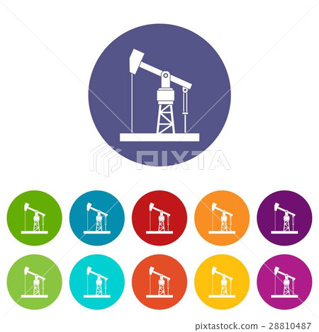 Oil pump set icons Oil pump set icons 28810487
