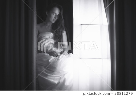 sexy nude woman on window 28811279