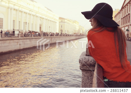 beautiful brunette in hat beautiful brunette in hat 28811437