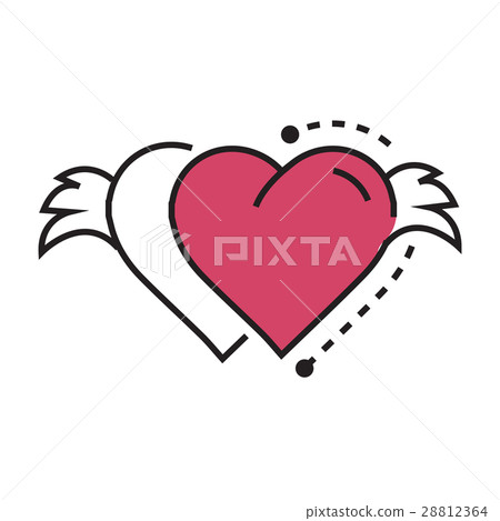 Icon Twins Hearts Wings Pink Stock Illustration