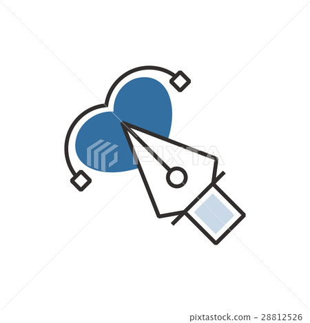 Blue pen tool  icon and heart 28812526