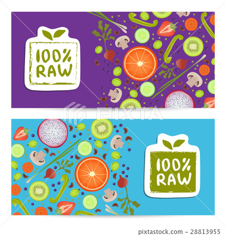 Raw food horizontal flyers set Raw food horizontal flyers set 28813955