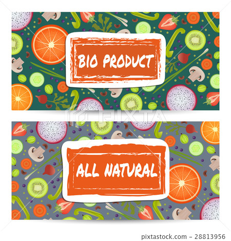 Natural food horizontal flyers set 28813956