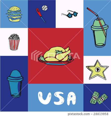USA Squared Vector Concept with Doodles USA Squared Vector Concept with Doodles 28813958