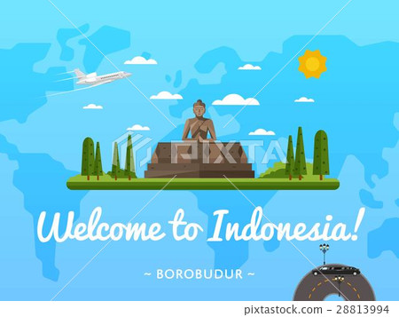 Welcome to Indonesia poster with famous attraction Welcome to Indonesia poster with famous attraction 28813994