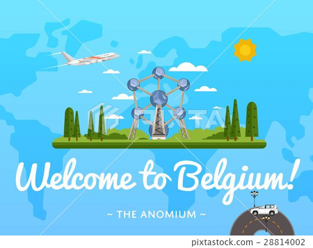 Welcome to Belgium poster with famous attraction Welcome to Belgium poster with famous attraction 28814002