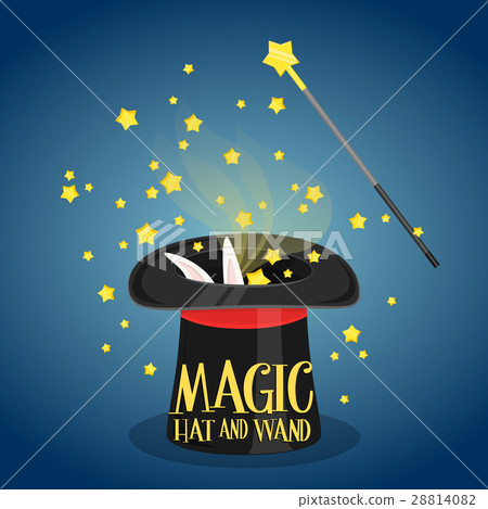 Magic hat and wand with sparkles 28814082