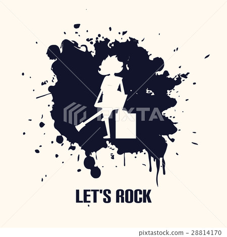 Silhouette of guitarist playing the guitar 28814170