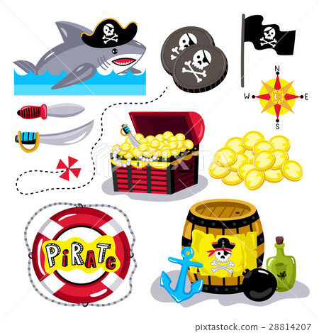 Funny pirate elements isolated on white background 28814207