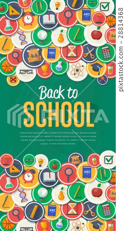 Back to school banner with flat raster icons 28814368