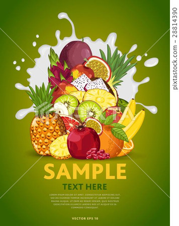 Fruit mix on milk splash 28814390
