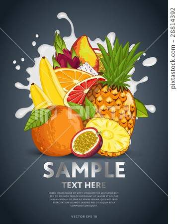 Fruit mix on milk splash 28814392