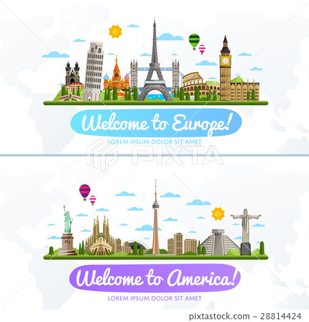 Travel and tourism raster illustration. 28814424