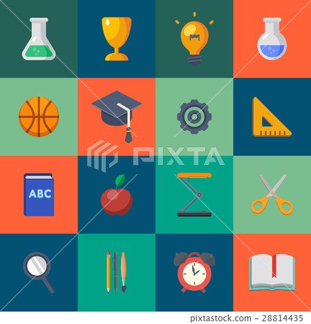 Back to school icons set raster illustration 28814435