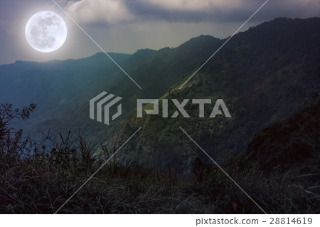 Mountain peaks with sky and beautiful full moon. Mountain peaks with sky and beautiful full moon. 28814619