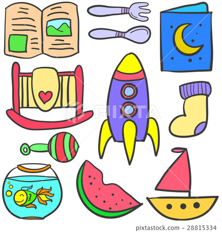 Doodle of baby element style set Doodle of baby element style set 28815334
