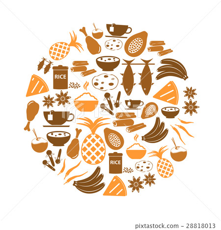 indian food theme set of simple icons in circle  28818013