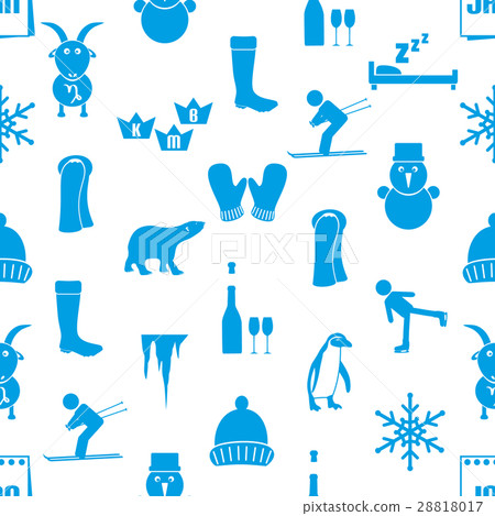 january set of simple icons seamless pattern january set of simple icons seamless pattern 28818017