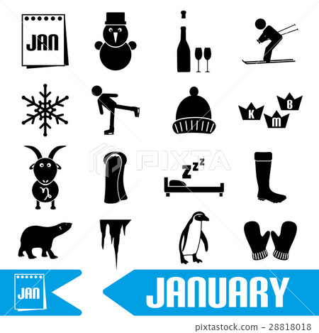 january month theme set of simple icons eps10 january month theme set of simple icons eps10 28818018