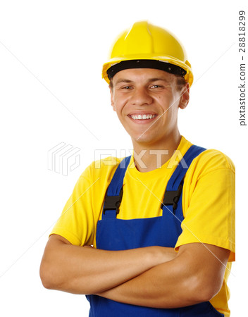 Happy young worker fold his arms and smile Happy young worker fold his arms and smile 28818299