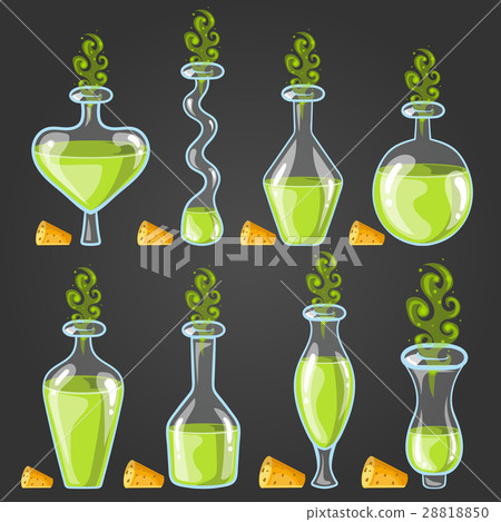 Set bottles of potion with magic smoke Set bottles of potion with magic smoke 28818850