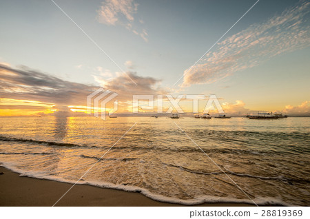 Tropical beach sunset at Philippines 28819369