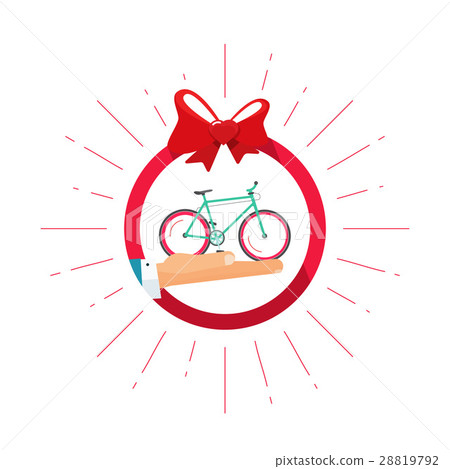 Bicycle gift prize vector badge icon, happy Bicycle gift prize vector badge icon, happy 28819792