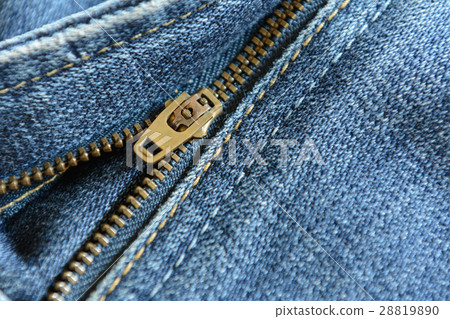brass zipper of old blue jeans 28819890