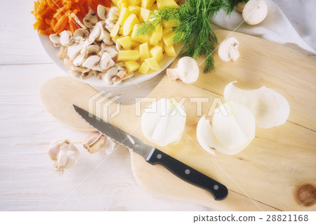 chopped onion and ingredients for soup chopped onion and ingredients for soup 28821168