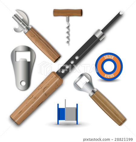 Set realistic retro items, vector illustration. 28821199