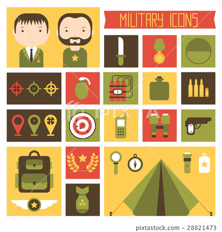 Military and war icons set. Army infographic 28821473