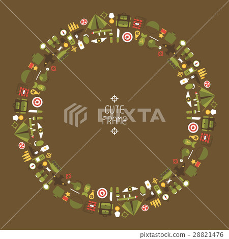 Frame of flat colorful  military and war icons se 28821476