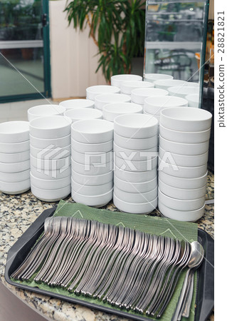 Stack of soup bowls Stack of soup bowls 28821821