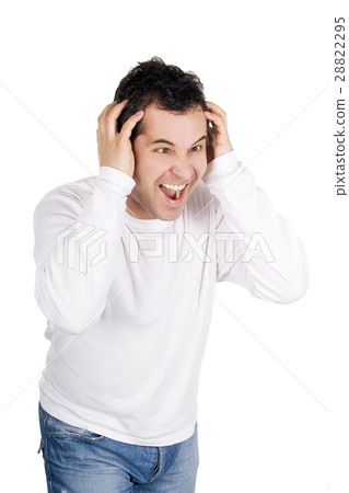 Angry man screaming isolated over white Angry man screaming isolated over white 28822295