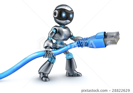 Robot and connect computer cable Robot and connect computer cable 28822629
