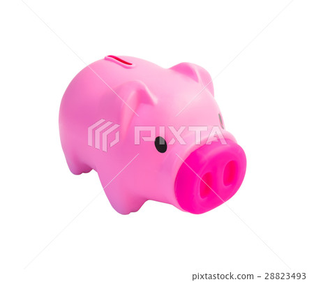 Cute pink piggy bank isolated on white background 28823493