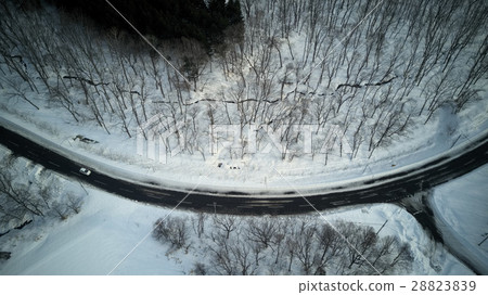 Aerial shooting in winter way 28823839